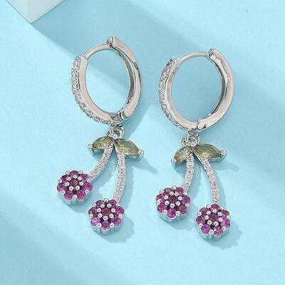 Brass Cubic Zirconia Hoop Earrings