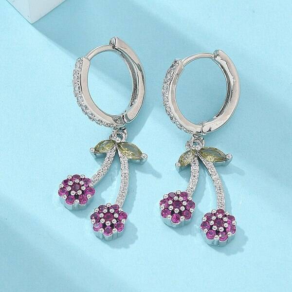 Brass Cubic Zirconia Hoop Earrings