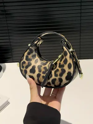 Fashion Leopard Pattern Handbag, Casual Versatile Handbag for Women, Trendy All-match Mini Hobo Bag for Daily Use