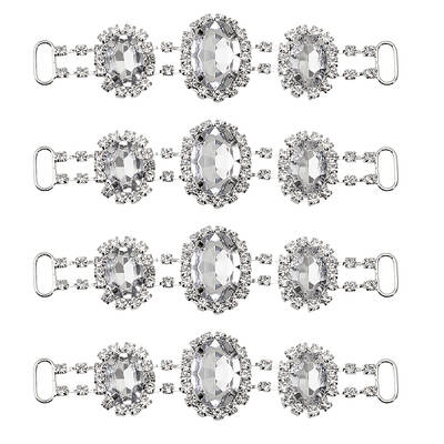 4Pcs Silver Plated Brass Rhinestone Connector Charms
