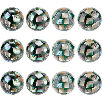 BENECREAT 12pcs Natural Abalone Round Shell Beads