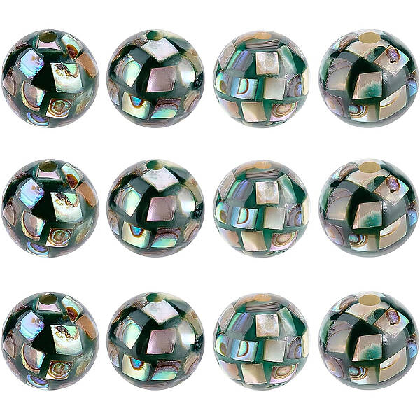 BENECREAT 12pcs Natural Abalone Round Shell Beads