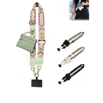 Adjustable Phone Strap with Zippered Pouch, Crossbody Phone Lanyard with Wallet, Cross Body Phone String with Zipper Wallet P...