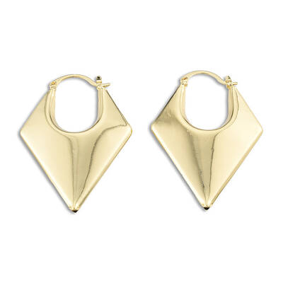 Brass Chunky Rhombus Hoop Earrings for Women
