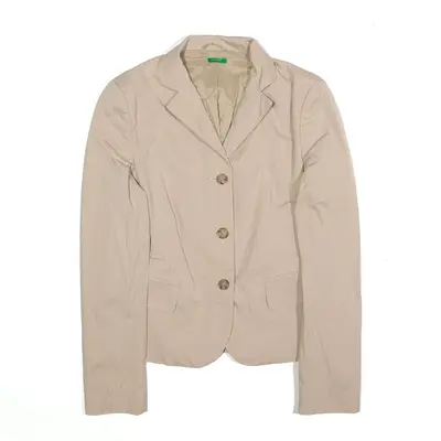 BENETTON Blazer Jacket Beige Pinstripe Womens S