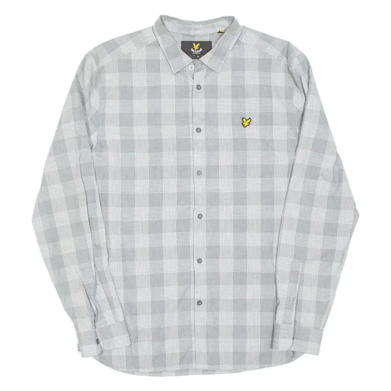 LYLE & SCOTT Mens Shirt Grey Check Long Sleeve L
