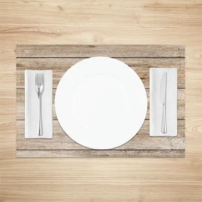 Light Brown Wood Fabric Dining Set Of 4 Placemats - Aperturee