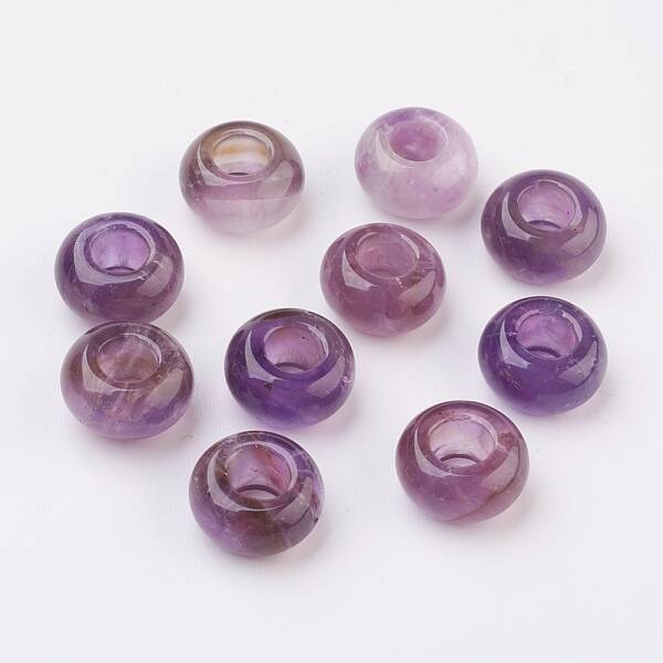 Natural Amethyst European Beads