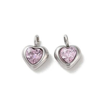 304 Stainless Steel Micro Pave Cubic Zirconia Pendants