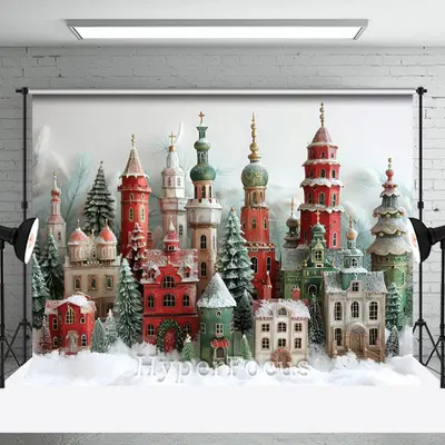 Snowy Festive Christmas Vibe Village Photo Backdrop - Aperturee