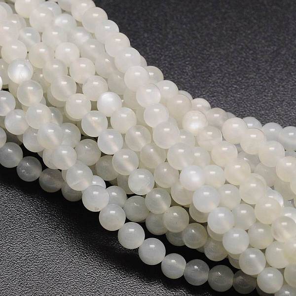Round Natural White Moonstone Bead Strands