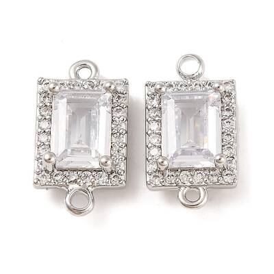 Brass Pave Clear Cubic Zirconia Connector Charms