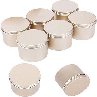 16 Pack 3.3oz Screw Lid Round Tins Metal Tins Empty Tin Containers Travel Tin Cans for Candles Arts Crafts