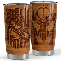 Sandjest Hunting Wood American Flag 20oz Tumbler with Lid, Stainless Steel Insulated Vacuum Coffee Thermal Cup, Husband Men G...