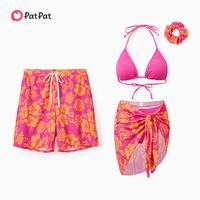 PatPat Swimsuits Two-piece Bikini Family Matching Swimwear and Allover Floral Print Swim Shorts Bathing Suits for Couples Ful...