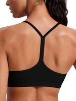 Women's Solid Color Racerback Sports Bra, Breathable Comfortable Wireless Sports Bra, Ladies Sportswear for Indoor Outdoor We...