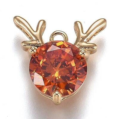 Golden Plated Brass Micro Pave Cubic Zirconia Charms