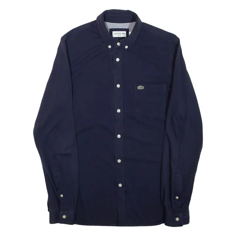 LACOSTE Slim Fit Mens Plain Shirt Blue Long Sleeve M