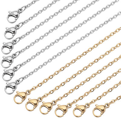 20Pcs 2 Colors 304 Stainless Steel Cable Chain Necklaces Set