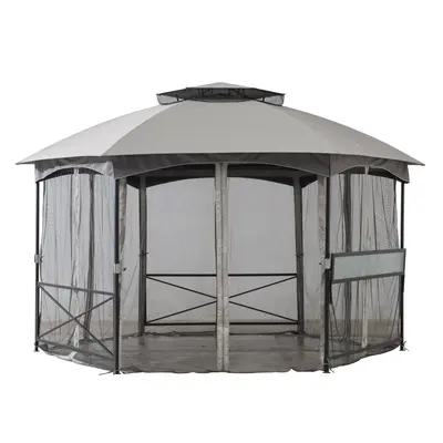 SUNJOY Light Grey+Dark Grey Replacement Mosquito Netting For Hexagonal Gazebo (15X15 Ft) A101011200 Sold At SunNest