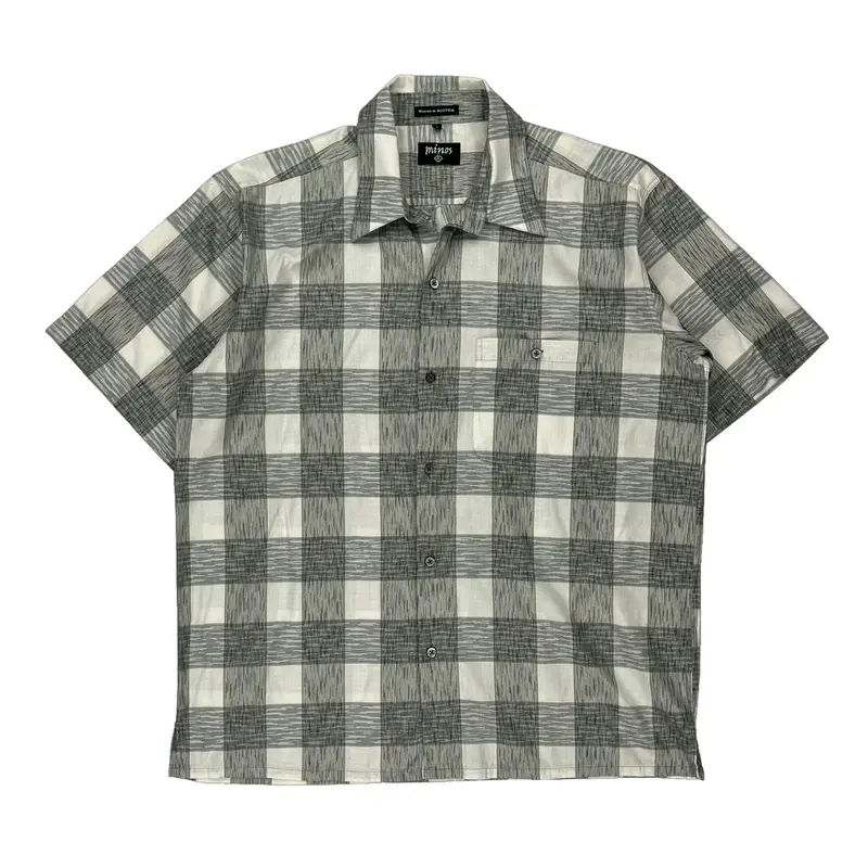 Minos Patterned Shirt - Large Grey Cotton