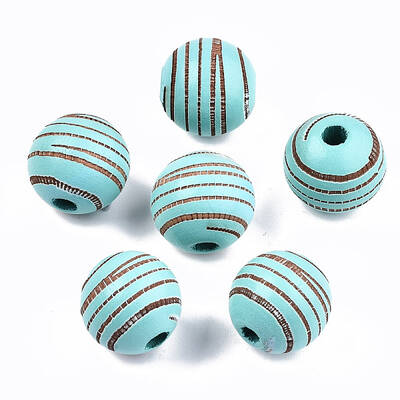 Painted Natural Wood Beads