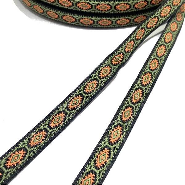 50 Yards Ethnic Style Embroidered Woven Nylon Flower Jacquard Ribbon