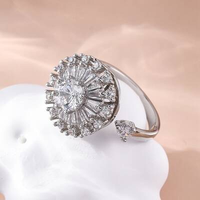 Sunflower Rotatable Open Cuff Rings for Women