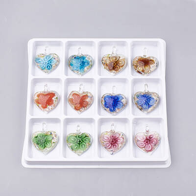 Handmade Gold Sand Lampwork Pendants