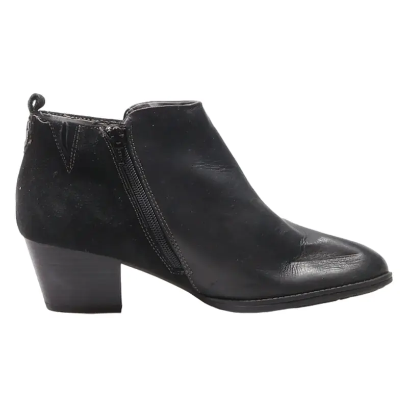 EARTH Ankle Boots Black Leather Womens UK 7