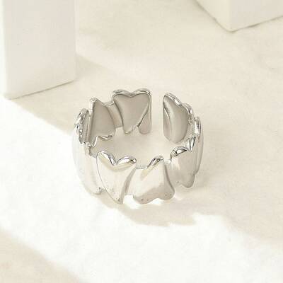 Heart 304 Stainless Steel Open Cuff Rings for Women