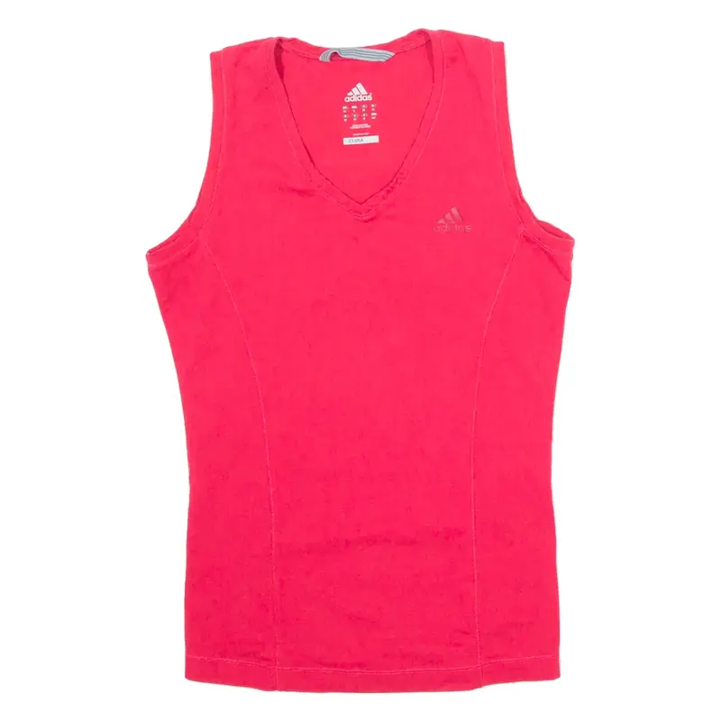 ADIDAS Womens Vest Pink Sleeveless V-Neck UK 10