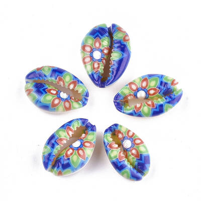 Printed Cowrie Shell Beads