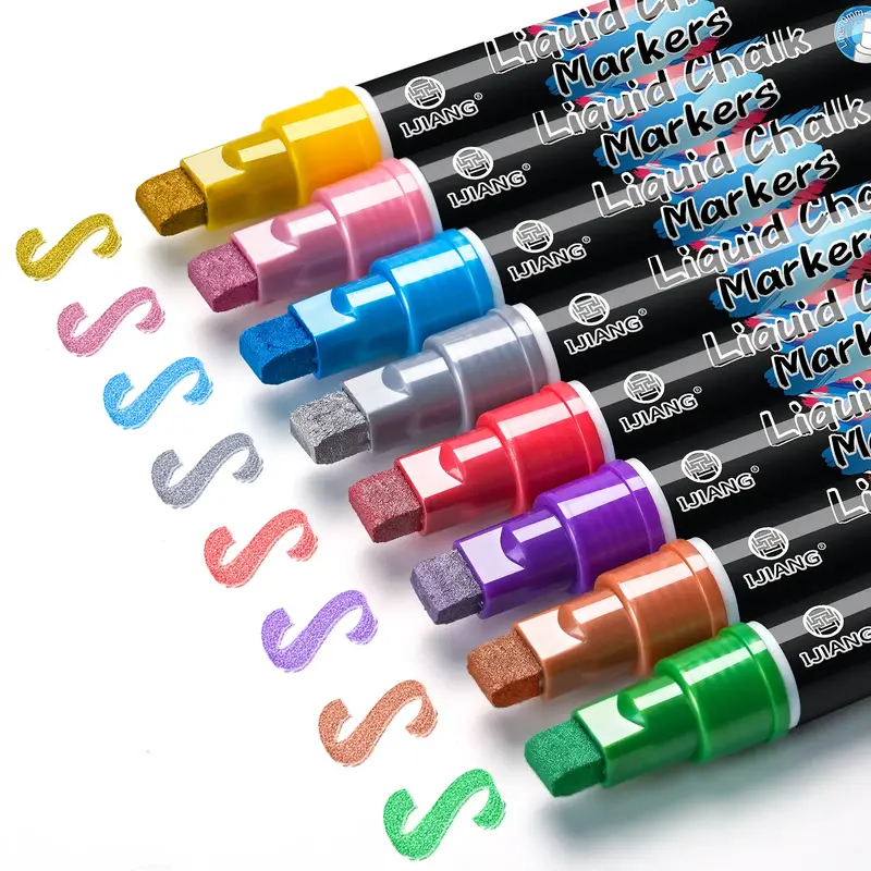 Window Chalk Markers Washable, Metallic/Macaron/Neon Jumbo Chalk Marker Car Glass Erasable, Liquid Chalk Pens with 10mm Thick...