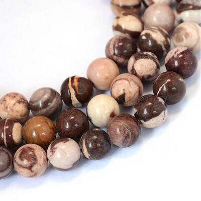 Natural Zebra Jasper Round Bead Strands