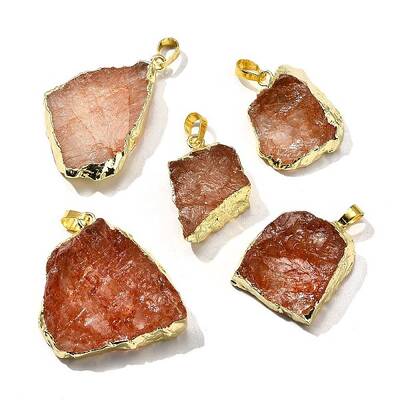 Raw Rough Natural Dyed Quartz Crystal Pendants