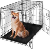 CAPHAUS Foldable Dog Crate Wire Metal Dog Kennel w/ Leak-Proof Pan & Protecting Feet & Divider Panel, Small, Medium & Large D...