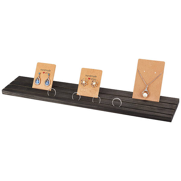 3-Slot Rectangle Wood Earring Display Card Stands