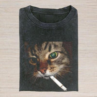 Retro Funny Vintage Graphic Tees Women, Cat Smoking T-Shirt, Animal Shirt, Unisex Meme Cringe Funny Dumb Shirt, Gift For Men ...