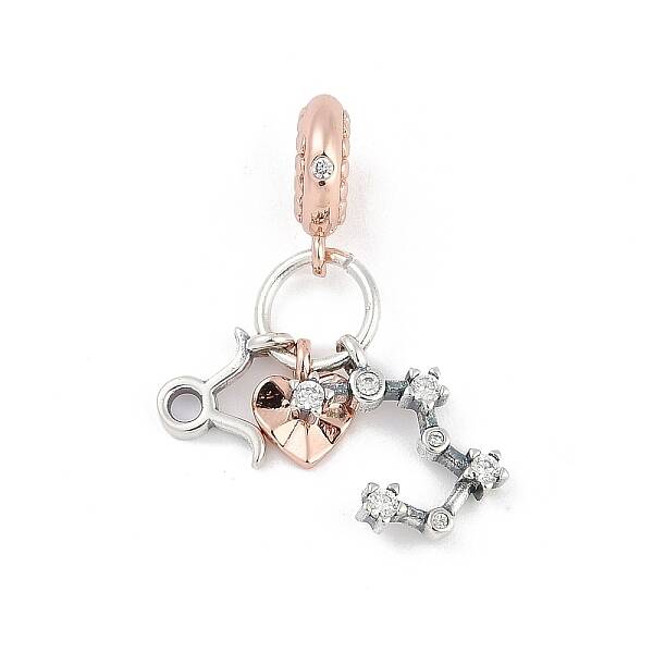 Brass Pendants with Cubic Zirconia European Beads