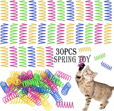 EVERBETTERUS Cat Spring Toys Colorful Springs Durable & Safe Lightweight Spring Toys for Hunting 30Pack