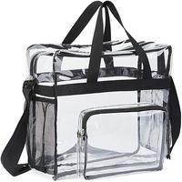 Clear PVC Tote Pack Bag Women Transparent Handbag Zip Purse Stadium Security