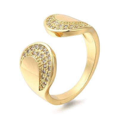 Rack Plating Brass Micro Pave Cubic Zirconia Open Cuff Rings for Women