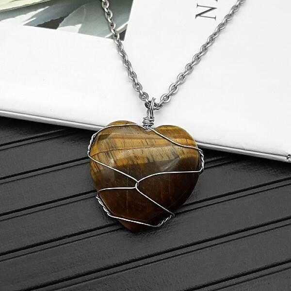 Natural Tiger Eye Pendant Necklaces
