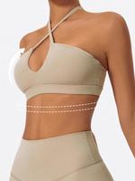 Women's Solid Color Criss Cross Sports Bra, Elegant High Stretch Breathable Comfortable Quick Drying Adjustable Spaghetti St...