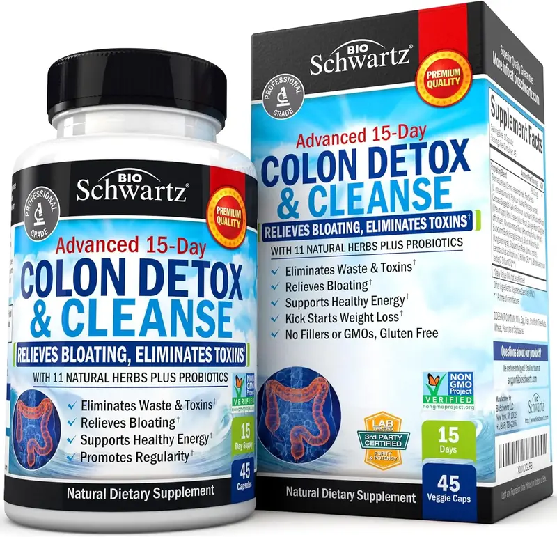 15 Day Cleanse - Gut and Colon Support, Fast Acting, Extra Strength Formula with Probiotics and Fiber for Bloating and Consti...