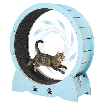 Garvee Low Noise Wooden Cat Exercise Wheel, 34 Indoor Cat Running and Training with Carpeted Removable Treadmill, Quiet TPE ...
