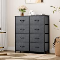 【Springtok】DWVO 8 Drawer Dresser for Bedroom, Fabric Tall Dressers & Chests of Drawers, Black Dresser for Storage ,Organi...