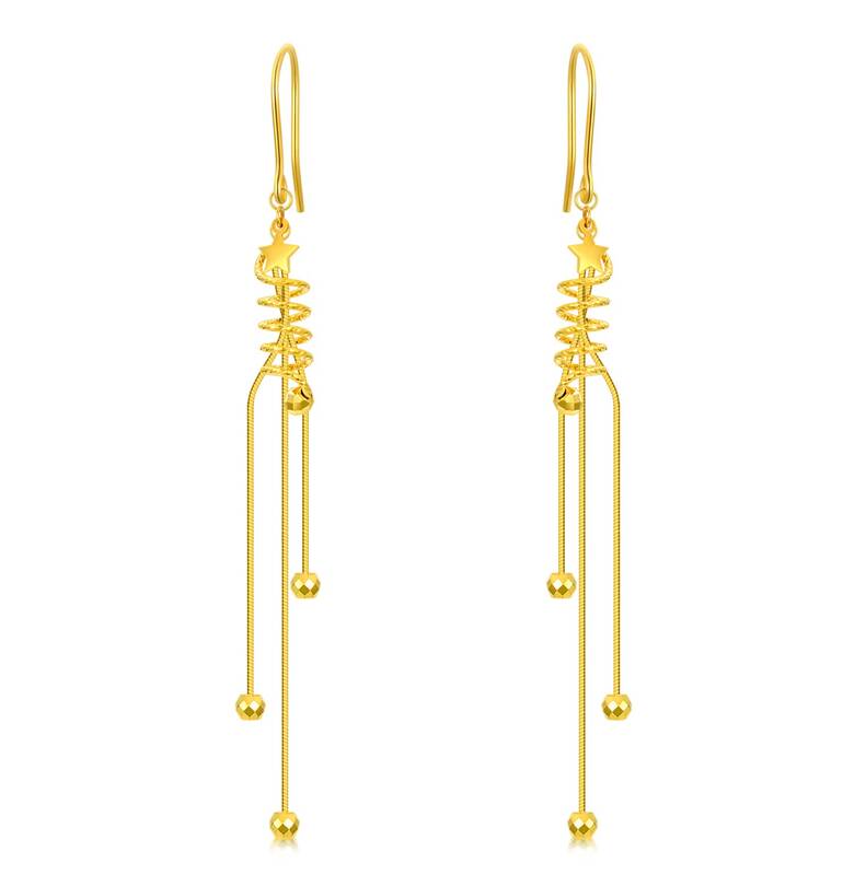 18K Gold Star Drop Earrings