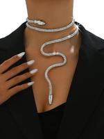 Street Style Snake Design Choker, Rhinestone Decor Free Bendable Necklace for Women, Fashionable Jewelry for Party, Daily Dec...